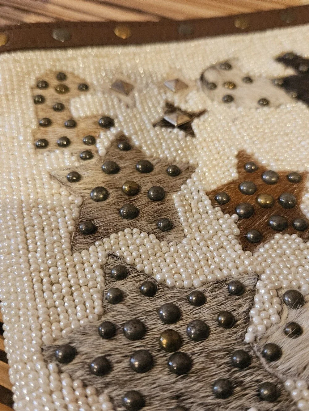 Shyanne Tegan Seed Beaded Cowhide & Leather  Clutch Wallet